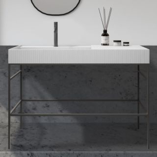 Консоль с раковиной ABBER Stein AS2647 напольная 120см белый матовый